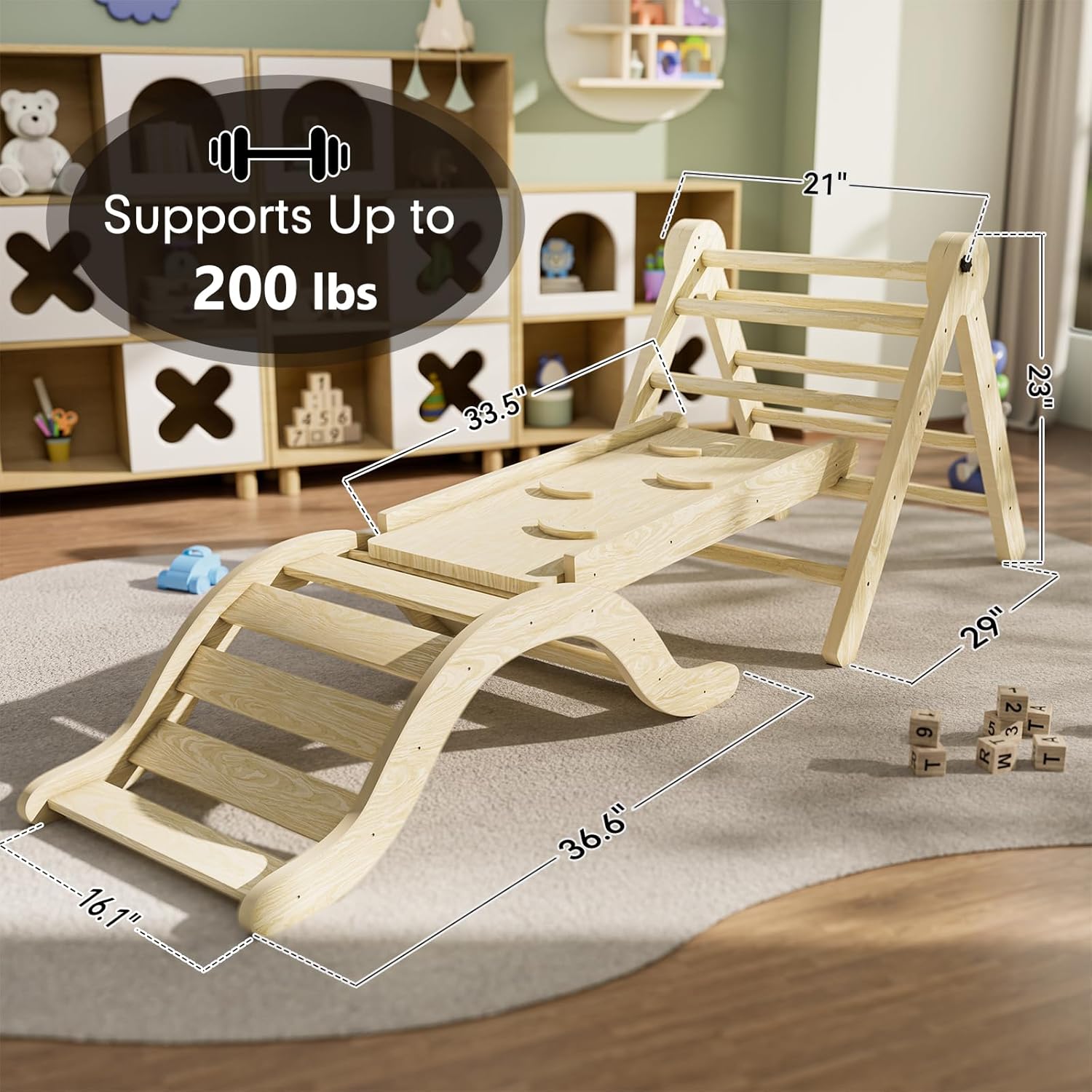 Montessori-Inspired Pikler Climber – Natural Wood, 5-in-1 Set