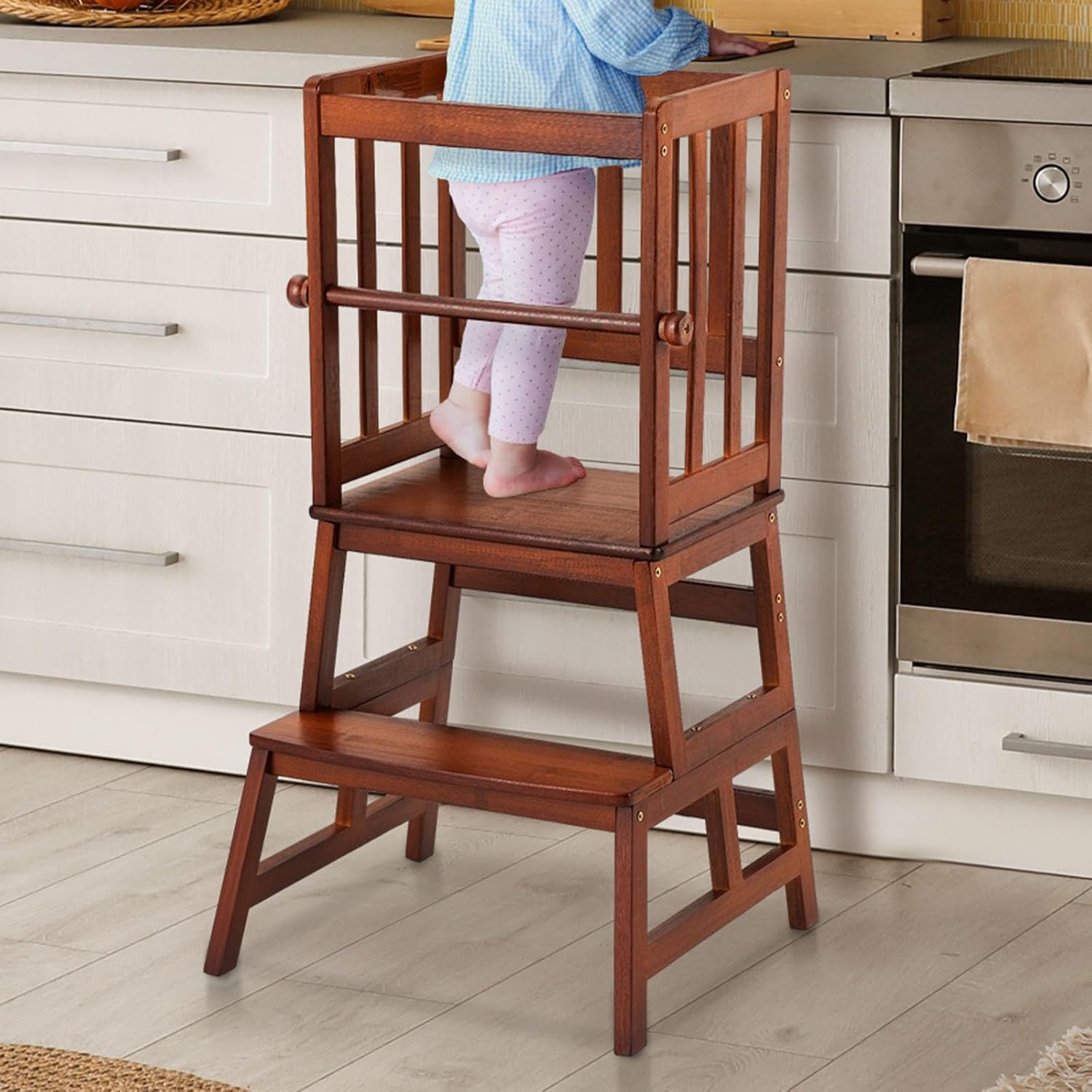 COSYLAND Kids Kitchen Step Stool – Safe & Stable Bamboo Tower