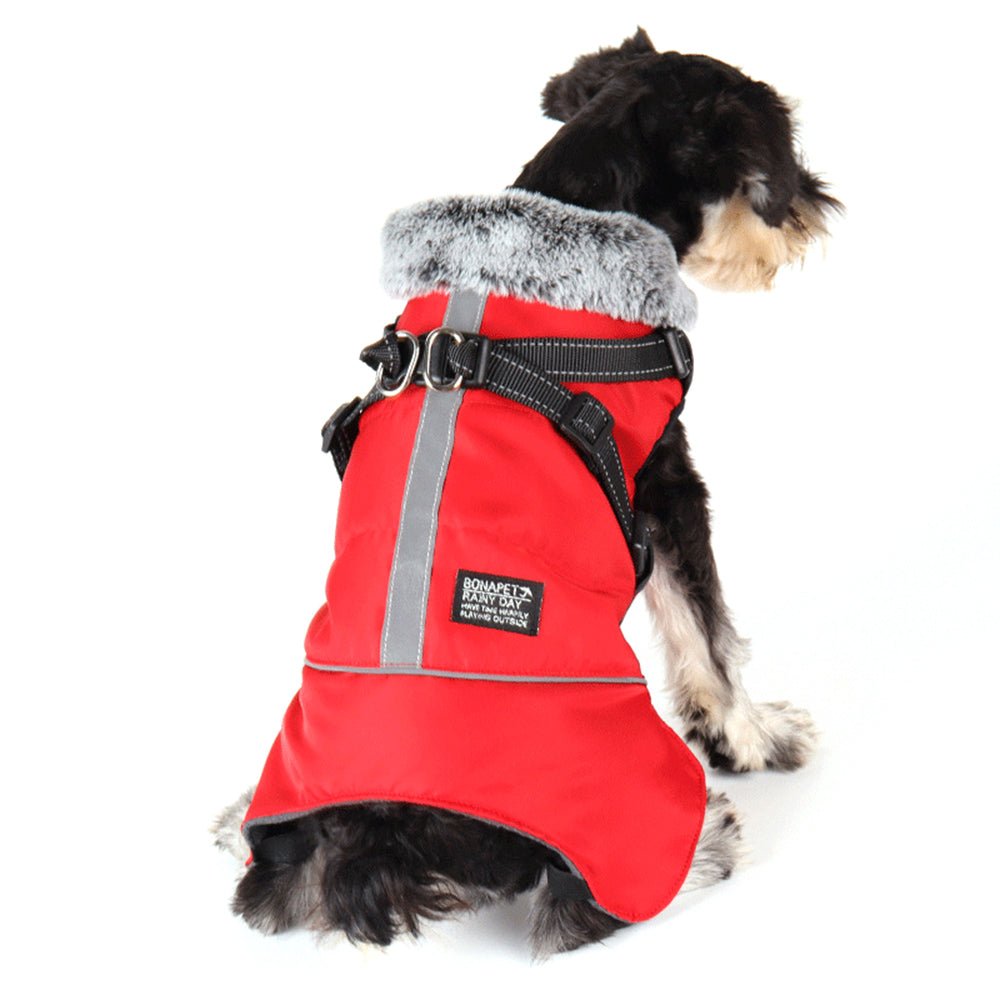 Winter Warm Fur Collar Waterproof Dog Jacket