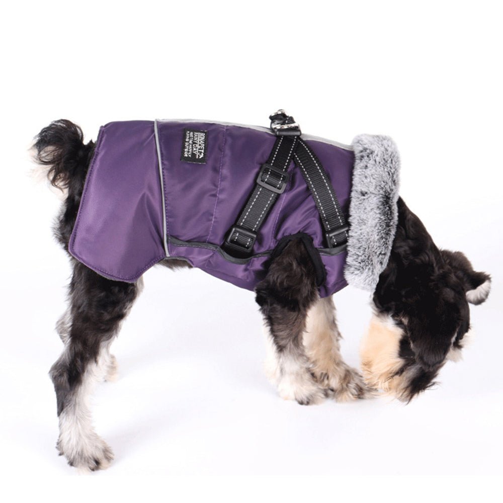 Winter Warm Fur Collar Waterproof Dog Jacket